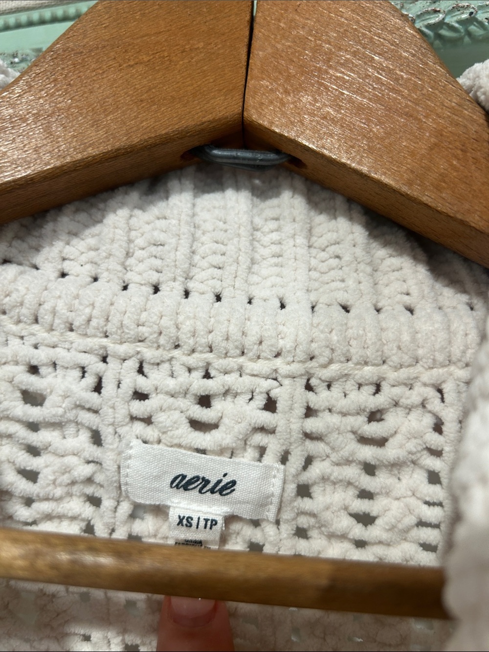 aerie Cream Knit Half-Zip V-Neck Sweater women’s oversize XS pullover beach top - Picture 2 of 8